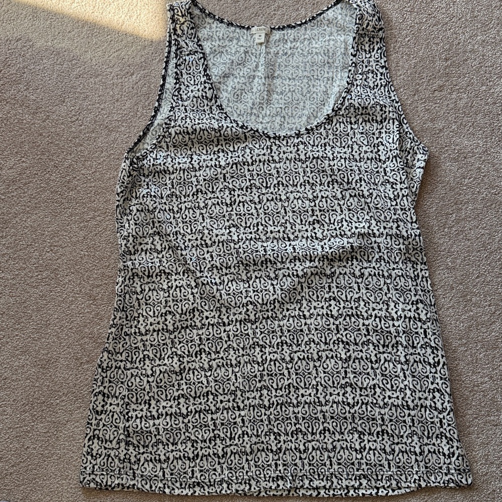 Black and White Patterned Sequined Tank Top